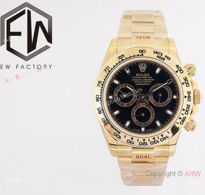 Swiss Copy Rolex Cosmo Daytona 40 Watch Gold Black A7750 Wrist